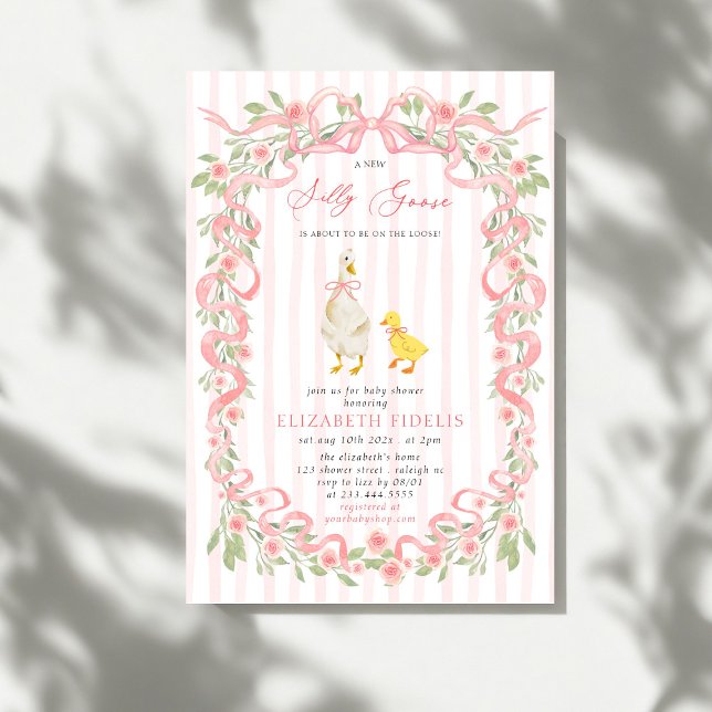Invitation Baby shower Rose sot rose oie Bow (Créateur téléchargé)
