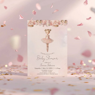 Invitation Baby shower rose sucré Ballerina