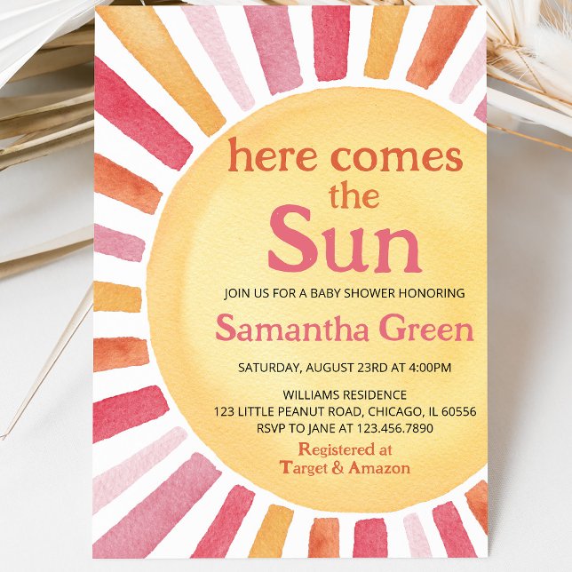 Invitation Baby-Shower Rose Sunshine (Créateur téléchargé)