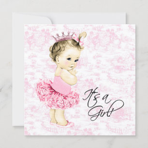 Invitation Baby-shower rose toile