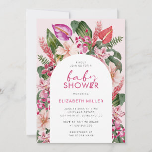 Invitation Baby shower rose tropical