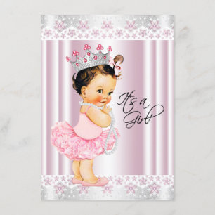 Invitation Baby shower rose Tutu Ballerina Pearl et dentelle