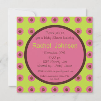Invitation Baby shower - rose, vert, Brown