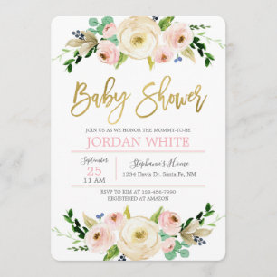 Invitation Baby shower rose vif