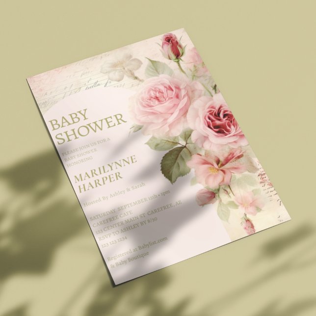 Invitation Baby shower Rose Vintage Boho Arch (Créateur téléchargé)