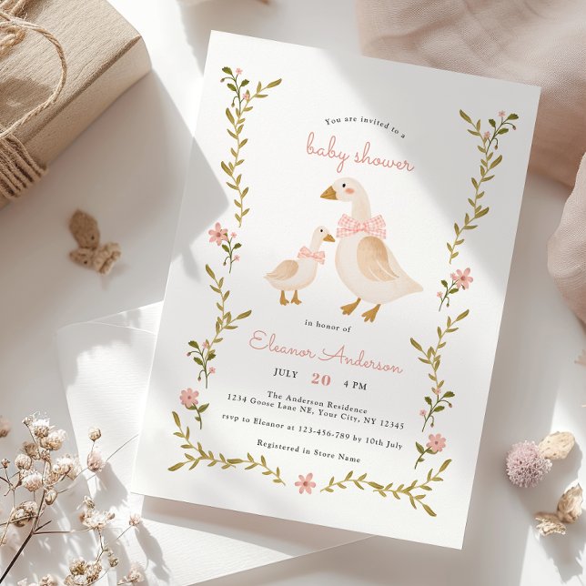 Invitation Baby shower rose Vintage fille (Créateur téléchargé)