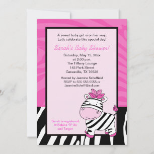 Invitation Baby shower rose Zebra 5x7