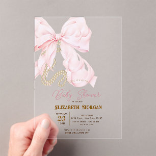 Invitation Baby Shower Roseau Pastel Perles Points
