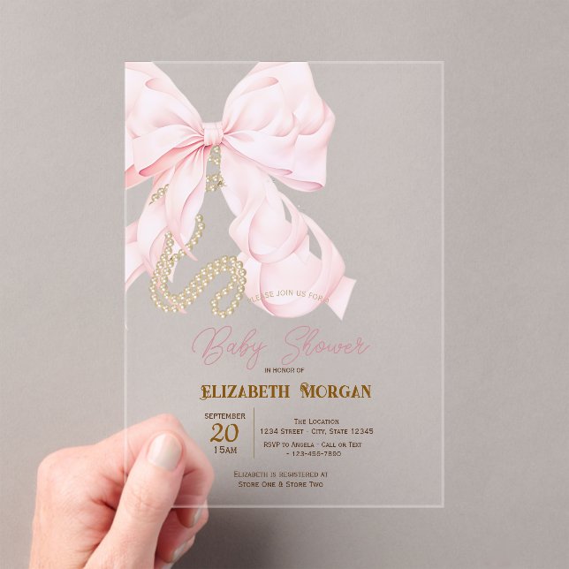 Invitation Baby Shower Roseau Pastel Perles Points (In situ (ordinateur de poche))