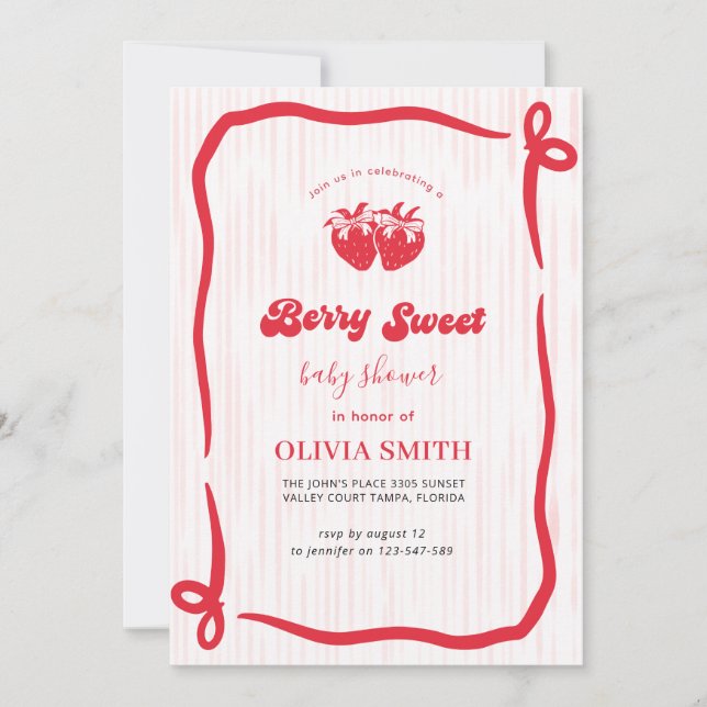 Invitation Baby Shower Roseaux Sucrés Rose (Devant)