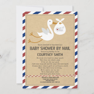 Invitation Baby shower Rouge Bleu Par Courrier