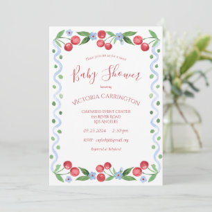 Invitation Baby shower rouge cerise douce