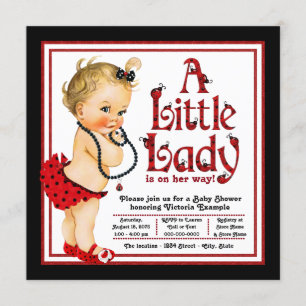 Invitation Baby shower rouge et noir de coccinelle