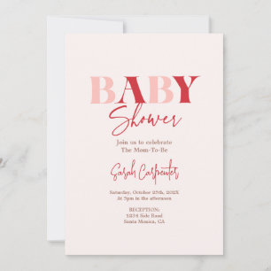 Invitation Baby shower rouge et rose