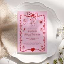 Baby shower rouge et rose mignon pour filles ou ga