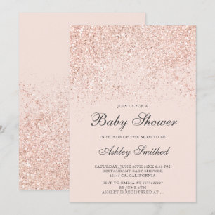 Invitation baby shower roux de parties scintillant d'or Rose