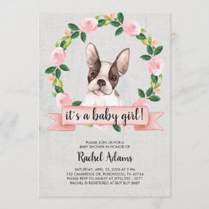 Invitation Baby shower roux rose Floral