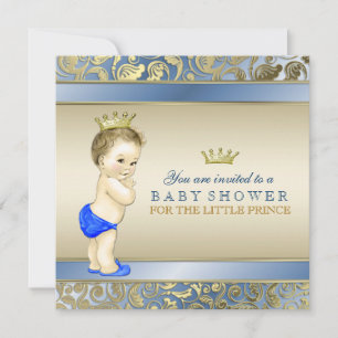 Invitation Baby shower Royal Blue et Gold Prince