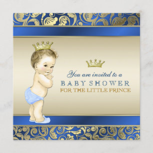 Invitation Baby shower Royal Blue et Gold Prince