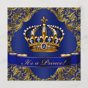 Invitation Baby shower Royal Blue Gold