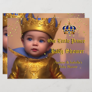 Invitation Baby shower Royal Blue Gold