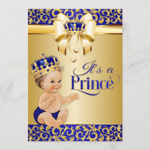 Invitation Baby shower Royal Blue & Gold