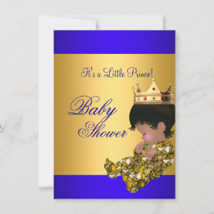 Invitation Baby shower Royal Blue Gold Boy prince de couronne