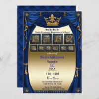 Baby shower Royal Crown Blue & Gold Prince
