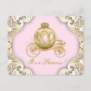 Invitation Baby shower royal de la princesse rose et or