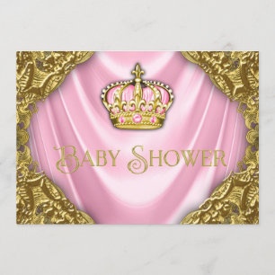 Invitation Baby shower royal de Satin rose et d'Or