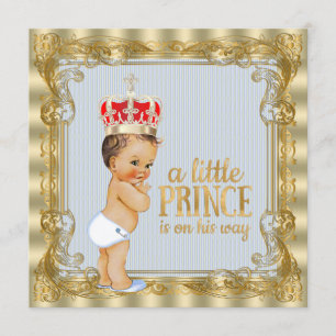 Invitation Baby shower royal du prince Bébé Blue Gold