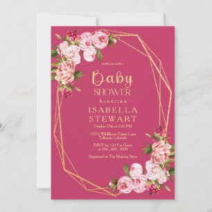 Invitation Baby shower royal rose chaud rose pâle