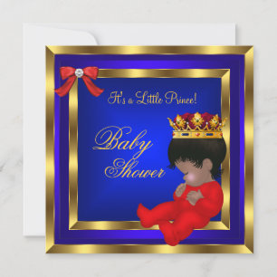 Invitation Baby Shower Royal Rouge Bleu Or Garçon couronne pr