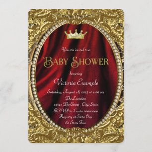 Invitation Baby shower royal rouge et or