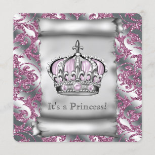 Invitation Baby shower royal royal rose princesse