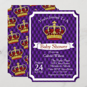 Invitation Baby shower royal royal royal de la Couronne rouge