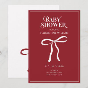 Invitation Baby shower ruban à nœud rouge