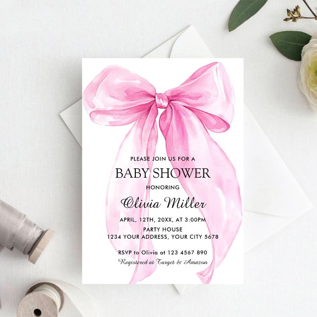 Invitation Baby Shower Ruban Arc-en-ciel Rose (Créateur téléchargé)