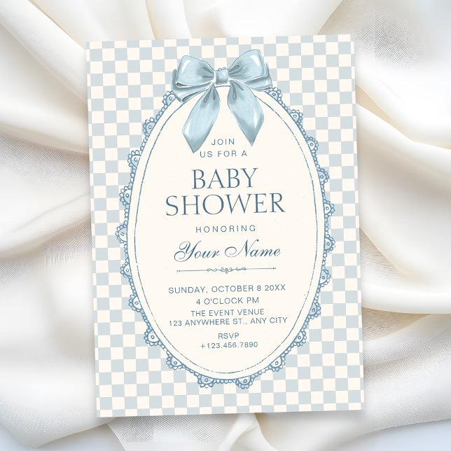 Invitation Baby shower ruban bleu classique (Créateur téléchargé)