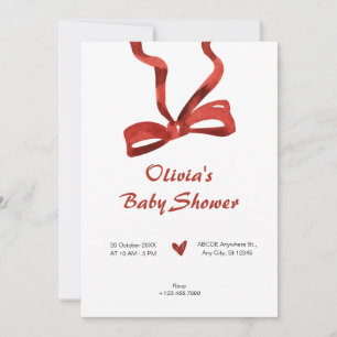 Invitation Baby shower ruban de cravate arc rouge