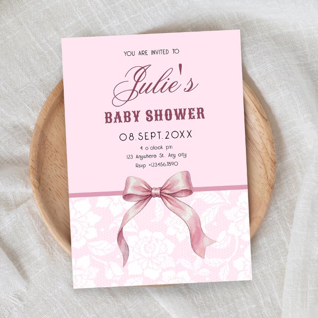 Invitation Baby shower ruban rose (Créateur téléchargé)