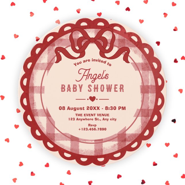 Invitation Baby shower ruban rouge (Créateur téléchargé)