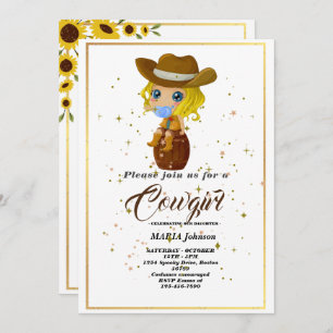 Invitation Baby shower Russe de tournesol Ouest Cowgirl Inv
