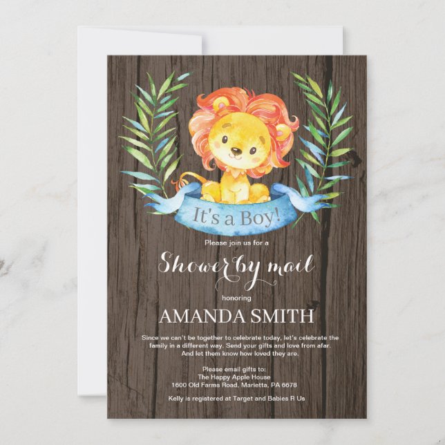 Invitation Baby shower russe du lion par courrier électroniqu (Devant)