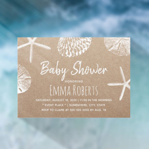 Invitation Baby shower Rustic Beach Starfish & Seashells