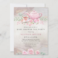Baby shower Rustic Blush Rose Gold Tea Party