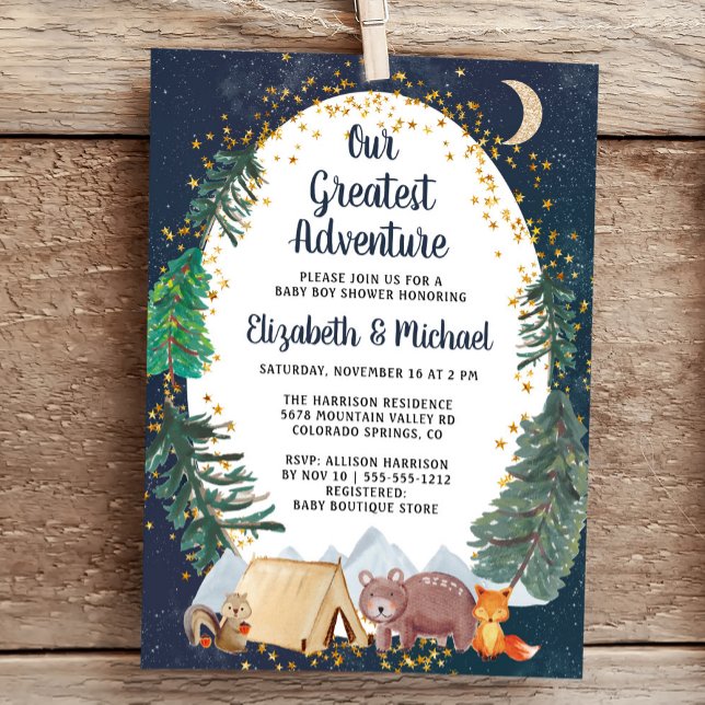 Invitation Baby shower Rustic Camping Adventure Couples (Créateur téléchargé)