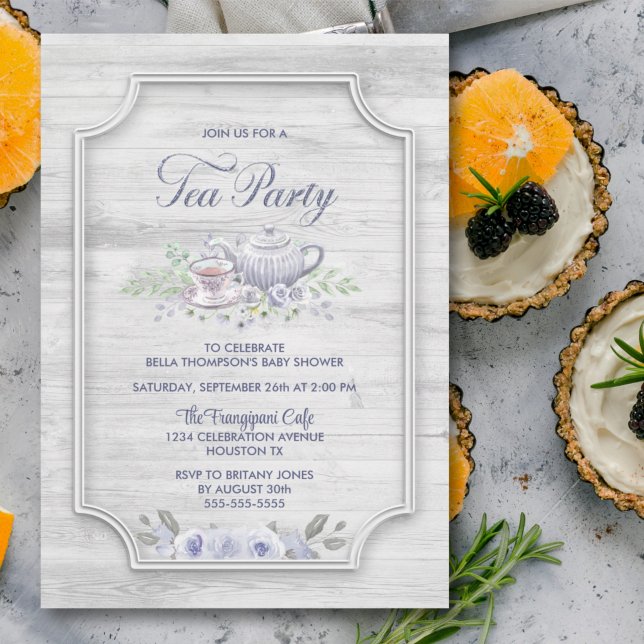 Invitation Baby shower Rustic Wood Tea Party (Créateur téléchargé)