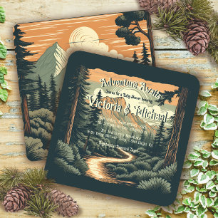 Invitation Baby shower Rustique Adventure Mountain Forest