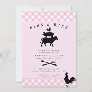 Invitation Baby shower rustique   Barbecue